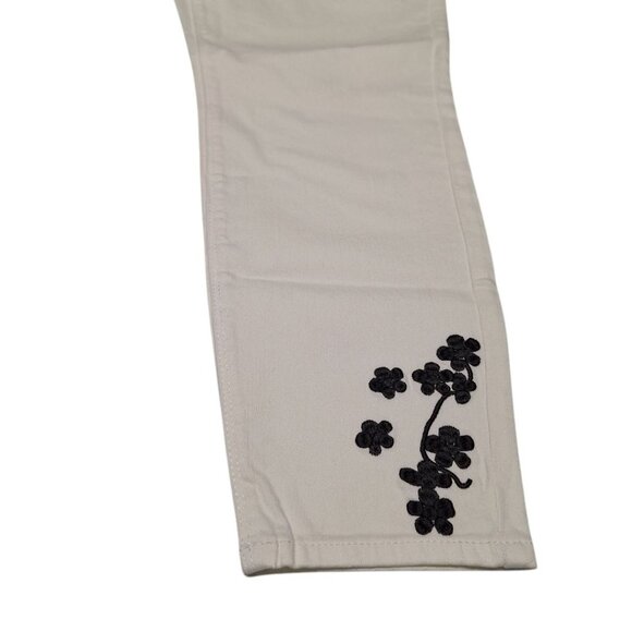 WHBM White House Black Market Pants Cropped Embelished Embroidered Womens 12 - Picture 8 of 10